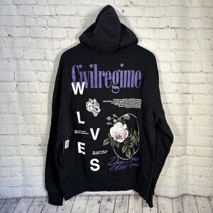 Civil Regime Darc Sport Black Hoodie Medium Wolf Bloom French Terry 939/1000